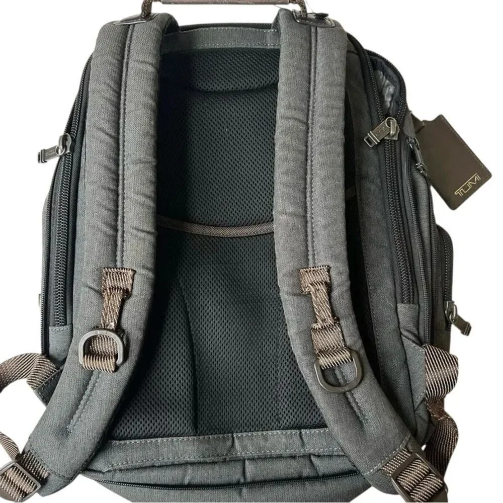 Tumi Alpha Bravo Knox Gray Brown Backpack Laptop Carryon Bag $595 MSRP